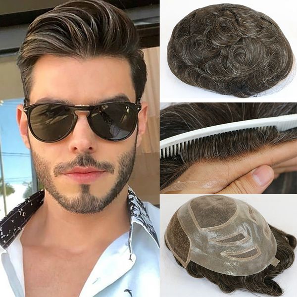 2020 natural human hair mens toupee french lace front hair replacement system fine mono hairpieces wigs for men, Black
2020 natural human hair mens toupee french lace front hair replacement system fine mono hairpieces wigs for men, Black