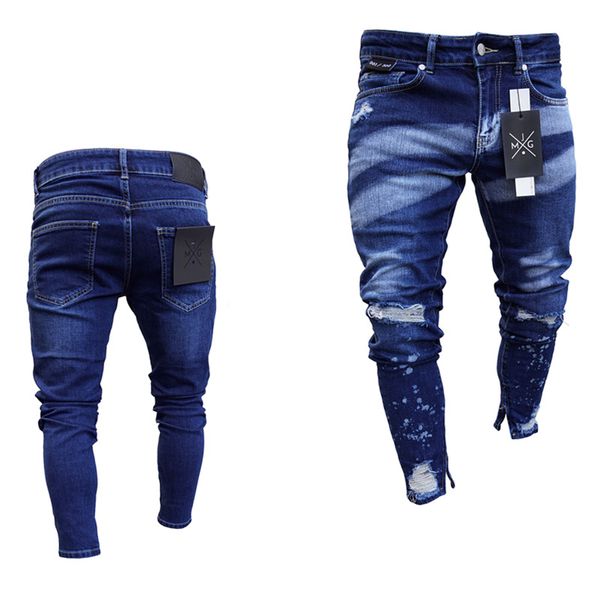 2020 1#lf820 europe and the united states popular knee hollow hole men's feet pants explosion paint zipper personality slim men's, Blue
2020 1#lf820 europe and the united states popular knee hollow hole men's feet pants explosion paint zipper personality slim men's, Blue