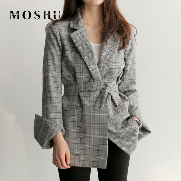 women plaid blazer office lady fashion bow sashes split sleeve jackets autumn winter casual elegant work long blazers feminino, White;black
women plaid blazer office lady fashion bow sashes split sleeve jackets autumn winter casual elegant work long blazers feminino, White;black