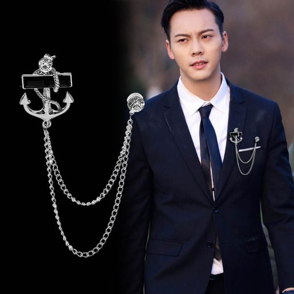 korean fashion new personalized tassel anchor brooch with chain fringed metal brooches lapel pin badge male suit men accessories, Gray
korean fashion new personalized tassel anchor brooch with chain fringed metal brooches lapel pin badge male suit men accessories, Gray