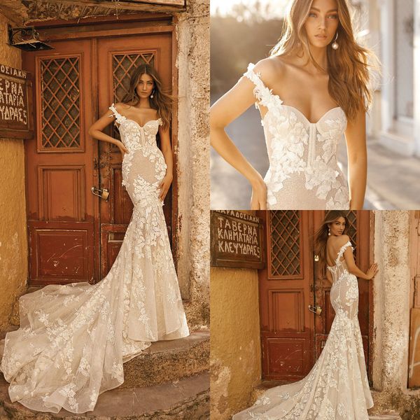 berta 2019 mermaid wedding dresses vintage off shoulder lace appliques illusion backless sweep train bridal gowns custom made wedding dress, White
berta 2019 mermaid wedding dresses vintage off shoulder lace appliques illusion backless sweep train bridal gowns custom made wedding dress, White