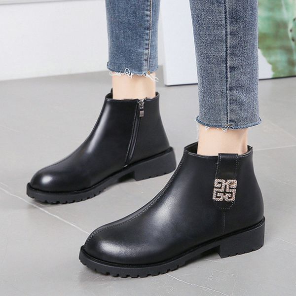 size 35-43 2019 new women ankle rain boots autumn metal decoration vintage shoes woman low heels female casual footwear, Black
size 35-43 2019 new women ankle rain boots autumn metal decoration vintage shoes woman low heels female casual footwear, Black