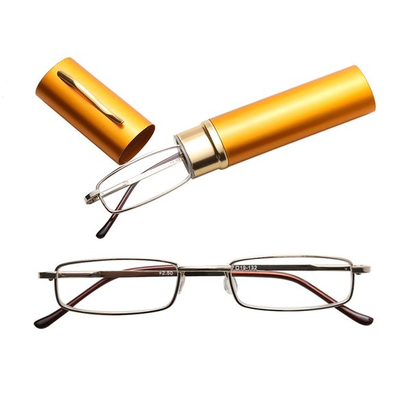 1 pcs reading glasses metal frame resin with tube case mini portable for women men xhc88
1 pcs reading glasses metal frame resin with tube case mini portable for women men xhc88