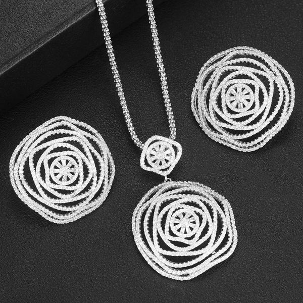 godki nigerian holow rose flower 2 pcs necklace earring jewelry sets for women wedding dubai bridal jewelry sets, Silver
godki nigerian holow rose flower 2 pcs necklace earring jewelry sets for women wedding dubai bridal jewelry sets, Silver