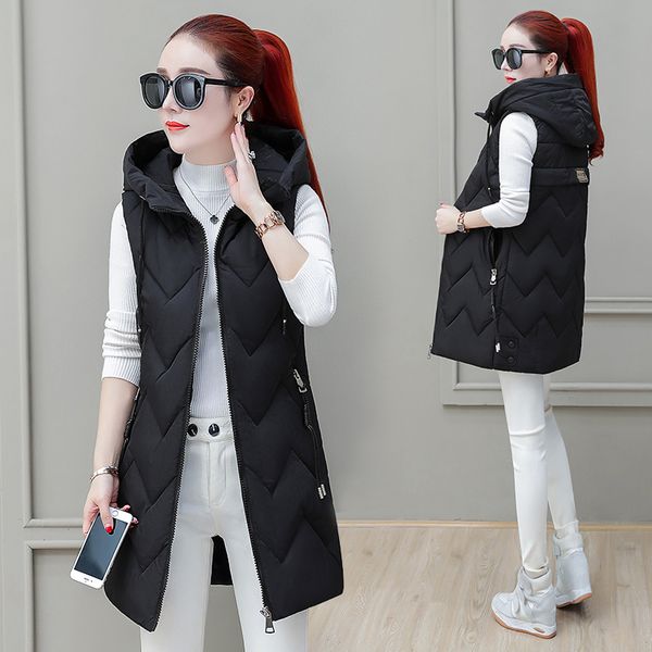 wholesale women's long section autumn and winter new sleeveless down cotton vest jacket, Black;white
wholesale women's long section autumn and winter new sleeveless down cotton vest jacket, Black;white