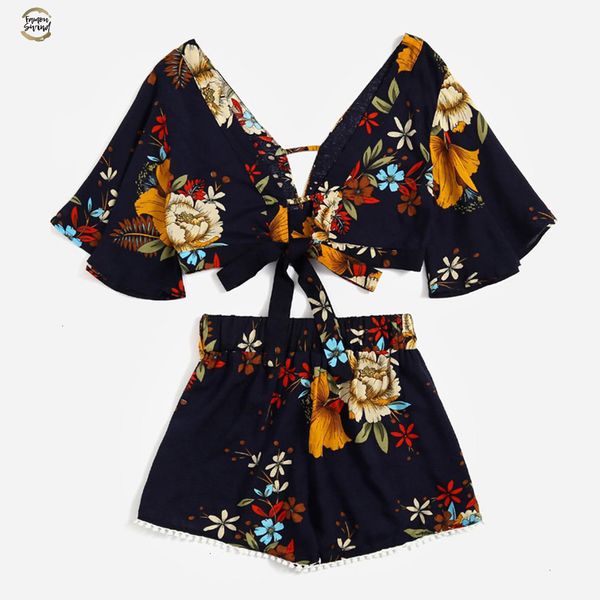 new 2019 casual two piece set women botanical print summer v collar shorts beachwear drop shipping, White
new 2019 casual two piece set women botanical print summer v collar shorts beachwear drop shipping, White