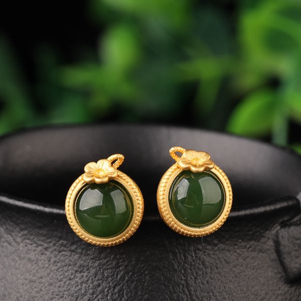 one set of china 925 pure silver gold-plated plum blossom inlay and tian biyu earrings with certificate, Golden;silver
one set of china 925 pure silver gold-plated plum blossom inlay and tian biyu earrings with certificate, Golden;silver