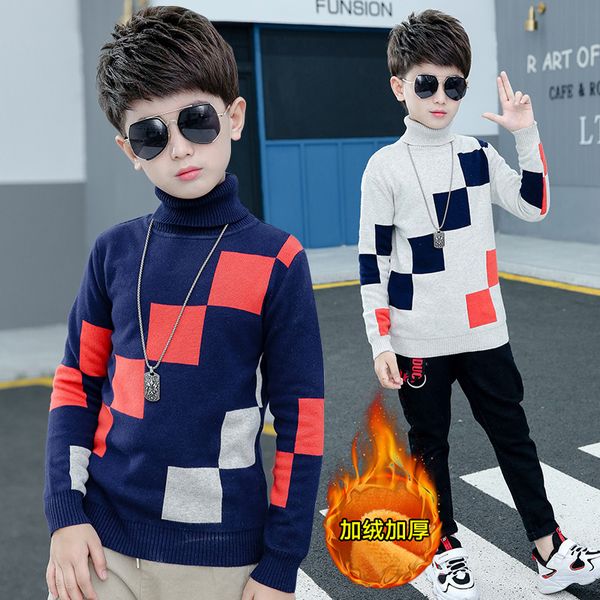 2019 boy's autumn and winter new style big boy knitted sweater korean-style casual pullover boy high collar sweater, Blue
2019 boy's autumn and winter new style big boy knitted sweater korean-style casual pullover boy high collar sweater, Blue