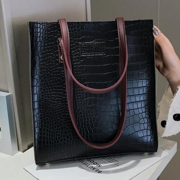 fashion crocodile pattern ladies handbag leather ladies handbag bag shoulder bag 2020