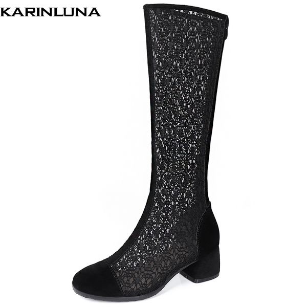 karinluna plus size 33-43 summer boots woman shoes chunky heels lace elegant mid calf boots female shoes woman, Black
karinluna plus size 33-43 summer boots woman shoes chunky heels lace elegant mid calf boots female shoes woman, Black