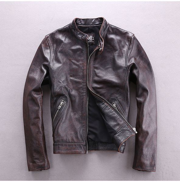 genuine casual vintage men cowskin short simple motorcycle biker jacket men's slim real leather coat, Black
genuine casual vintage men cowskin short simple motorcycle biker jacket men's slim real leather coat, Black