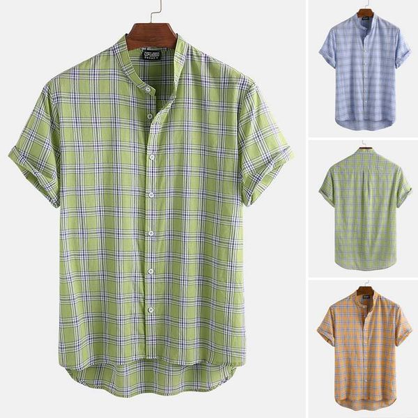 men plaid shirt brand casual stand collar shirts loose short sleeve buttons hawaiian blouse man beach chemise streetwear 3xl, White;black
men plaid shirt brand casual stand collar shirts loose short sleeve buttons hawaiian blouse man beach chemise streetwear 3xl, White;black