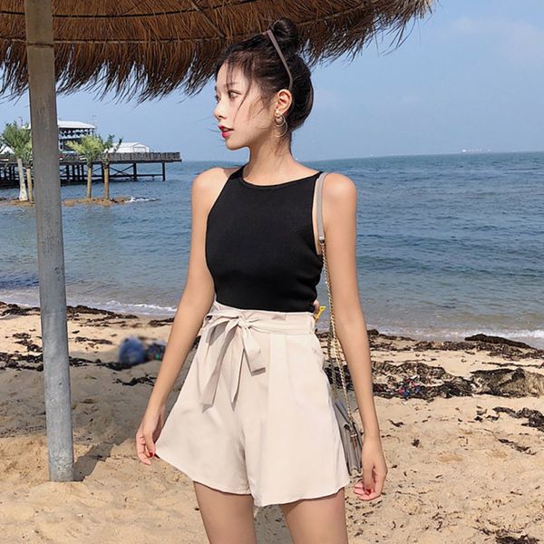 women hang neck slim cross knit tank fashion striped camisoles, White
women hang neck slim cross knit tank fashion striped camisoles, White