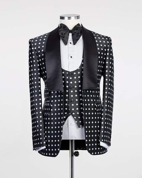 real p black dot shawl lapel groom tuxedos one button men blazer dinner party buesiness suits sets (jacket+pants+vest+bow tie) j753, Black;gray
real p black dot shawl lapel groom tuxedos one button men blazer dinner party buesiness suits sets (jacket+pants+vest+bow tie) j753, Black;gray