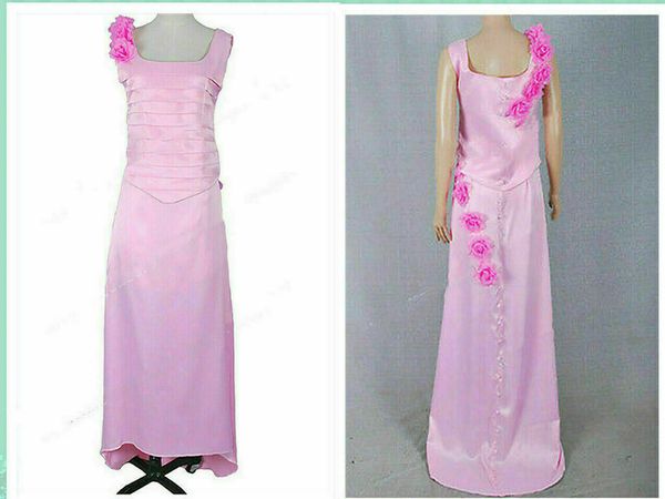 deanna troi dress cosplay star trek costume pink wedding party satin girls, Black;red
