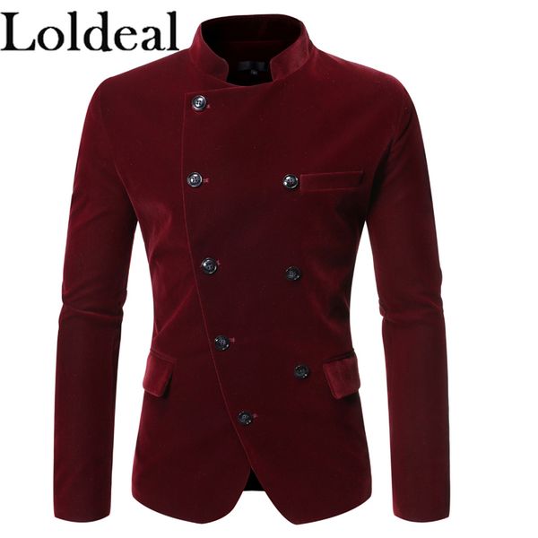 loldeal red velvet blaze personality blazer men new arrival men's casual double-breasted stand-up suit, White;black
loldeal red velvet blaze personality blazer men new arrival men's casual double-breasted stand-up suit, White;black