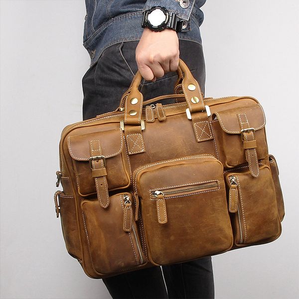 nesitu large big vintage brown thick genuine crazy horse leather men travel bags male briefcase shoulder messenger bags m7028
nesitu large big vintage brown thick genuine crazy horse leather men travel bags male briefcase shoulder messenger bags m7028