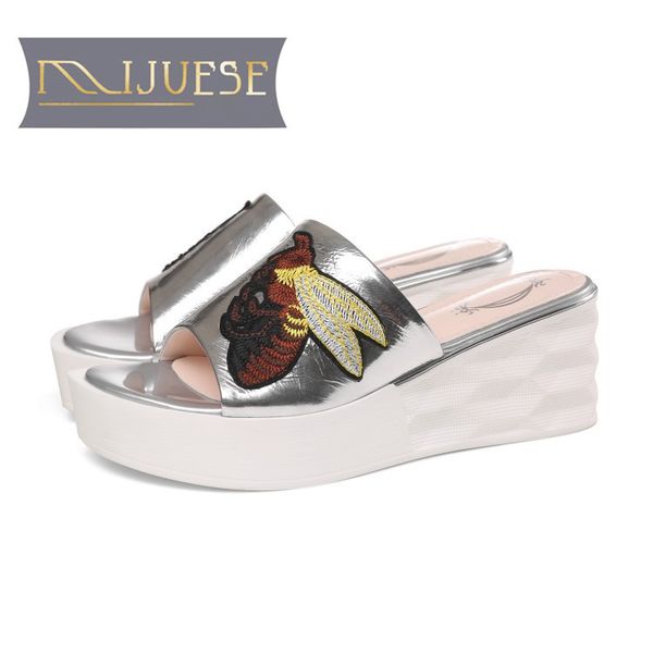 mljuese 2019 women slippers soft cow leather animal prints summer open toe silver color beaches wedges sandals party size 40, Black
mljuese 2019 women slippers soft cow leather animal prints summer open toe silver color beaches wedges sandals party size 40, Black