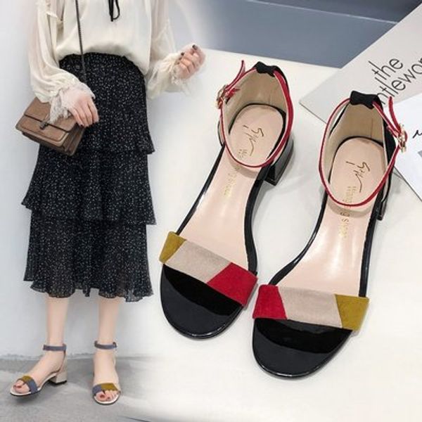 sandals female 2020 summer new suede color matching mid-heel back bag with buckle women's sandals korean version, Black
sandals female 2020 summer new suede color matching mid-heel back bag with buckle women's sandals korean version, Black