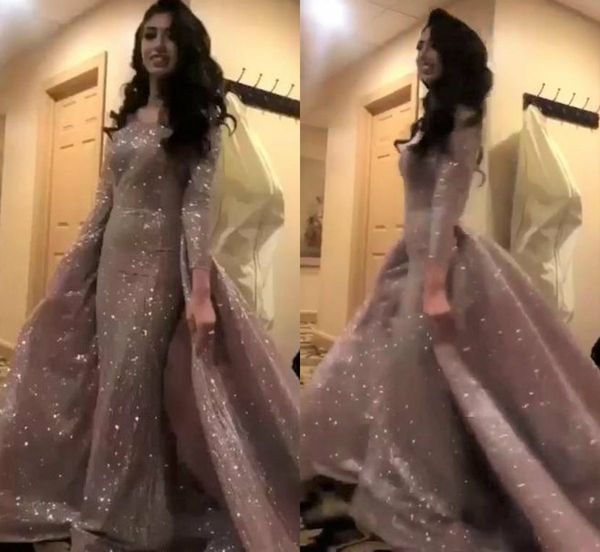 modest mermaid prom dresses 2019 new sweep train jewel neck sparkle formal evening gowns with detachable skirt long sleeves party gowns, Black
modest mermaid prom dresses 2019 new sweep train jewel neck sparkle formal evening gowns with detachable skirt long sleeves party gowns, Black