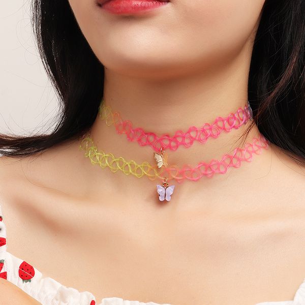 2020 fashion rainbow chokers chic butterfly necklace stretch retro gothic punk elastic hollow double layer choker women jewelry, Golden;silver
2020 fashion rainbow chokers chic butterfly necklace stretch retro gothic punk elastic hollow double layer choker women jewelry, Golden;silver
