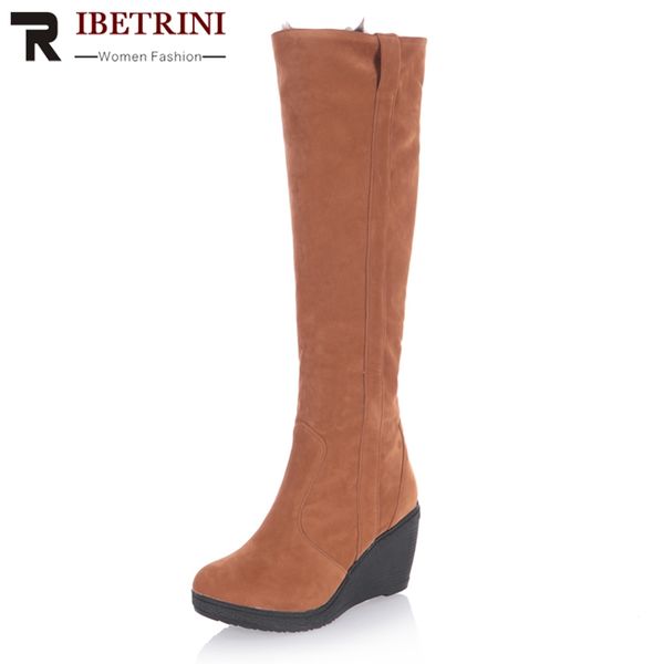 ribetrini women knee high long boots fashion high heel wedge shoes woman round toe platform plush snow boots, Black
ribetrini women knee high long boots fashion high heel wedge shoes woman round toe platform plush snow boots, Black