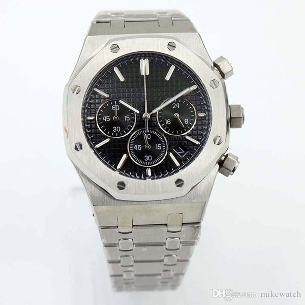41mm royal oak black dial six hands mens watch scratch resistant watches solid case back outdoor stainless steel bracelet man wristwatches, Slivery;brown
41mm royal oak black dial six hands mens watch scratch resistant watches solid case back outdoor stainless steel bracelet man wristwatches, Slivery;brown