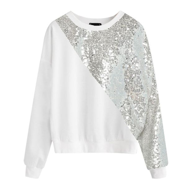 fashion women blings sequins color block o-neck patchwork sweatshirt pullover simple fashion crop mujer, Black
fashion women blings sequins color block o-neck patchwork sweatshirt pullover simple fashion crop mujer, Black