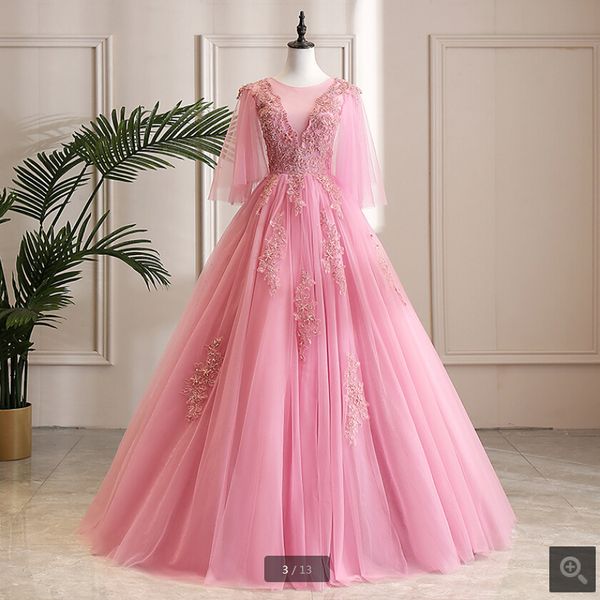 2019 real picture pink lace appliques ball gown prom dress scoop neckline beaded crystals modest sweet 16 prom party dresses, White;black
2019 real picture pink lace appliques ball gown prom dress scoop neckline beaded crystals modest sweet 16 prom party dresses, White;black