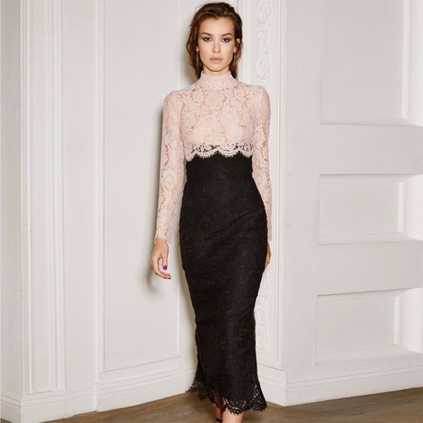 elegant long sleeve pink and black lace dress 2018 turtleneck bodycon celebrity prom party dress vestiso wholesale, Black;gray
elegant long sleeve pink and black lace dress 2018 turtleneck bodycon celebrity prom party dress vestiso wholesale, Black;gray