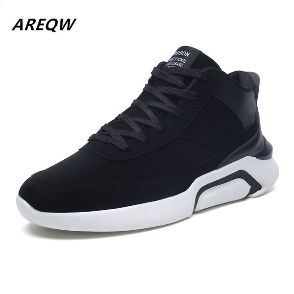 2019 fashion spring and autumn new solid color high to help men's casual shoes breathable trend new wearable men's shoes, Black
2019 fashion spring and autumn new solid color high to help men's casual shoes breathable trend new wearable men's shoes, Black