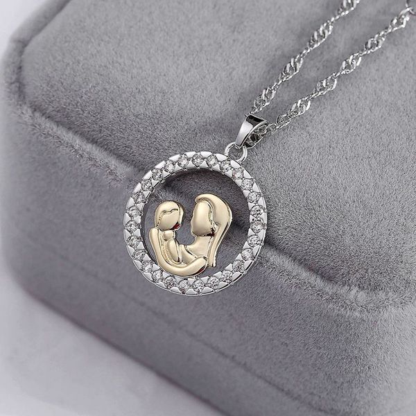 cute mother and baby pendant necklaces cz crystal pave twisted chain female short chain necklace mother's gift baby jewelry, Silver
cute mother and baby pendant necklaces cz crystal pave twisted chain female short chain necklace mother's gift baby jewelry, Silver