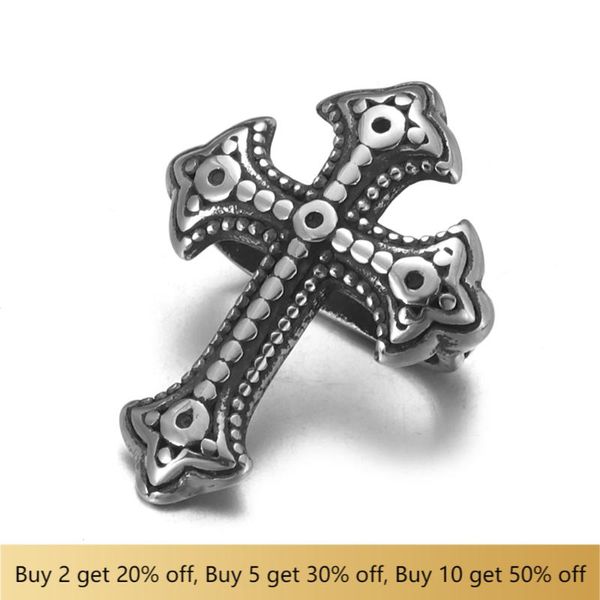 316l stainless steel cross slider beads hole 12x6mm polished accessories slide charms for diy bracelet jewelry making