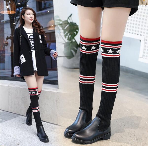 2020 fashion trend knitted socks over the knee boots women's star embroidered long martin boots designer giv shoes, Black
2020 fashion trend knitted socks over the knee boots women's star embroidered long martin boots designer giv shoes, Black