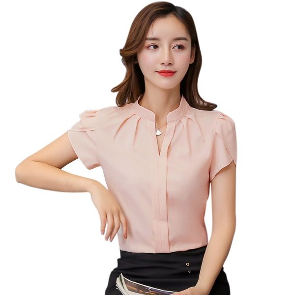 women's blouses & shirts women blouse solid short sleeves chiffon female fashion clothes plus size feme, White
women's blouses & shirts women blouse solid short sleeves chiffon female fashion clothes plus size feme, White