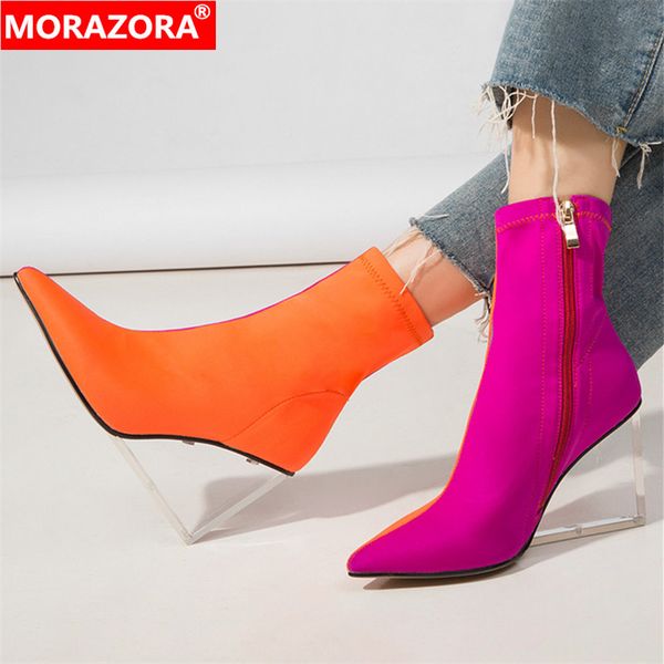 morazora 2020 new arrival women ankle boots mixed colors elastic socks boots zip transparent wedges party dress shoes woman, Black
morazora 2020 new arrival women ankle boots mixed colors elastic socks boots zip transparent wedges party dress shoes woman, Black