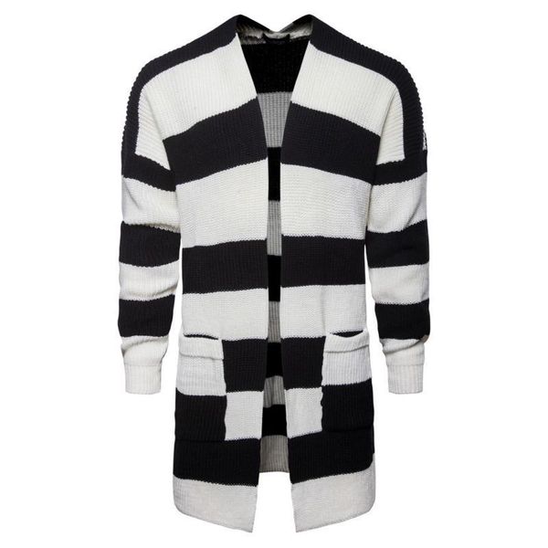 autumn winter mens cardigan knitted long black white striped stitching casual fashion sweater knitting sweaters male clothes, White;black
autumn winter mens cardigan knitted long black white striped stitching casual fashion sweater knitting sweaters male clothes, White;black