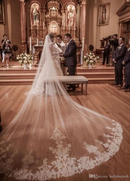 real sample long whte bridal veil 4m real picture sequined lace ivory wedding veils with lace applique, Black
real sample long whte bridal veil 4m real picture sequined lace ivory wedding veils with lace applique, Black