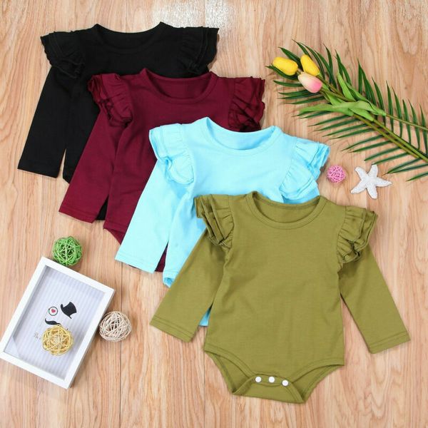 

Baby Bodysuits Toddler Newborn Boy Clothes Girls Long Sleeve Ruched Solid Romper Body New Infant Bodysuit Clothing