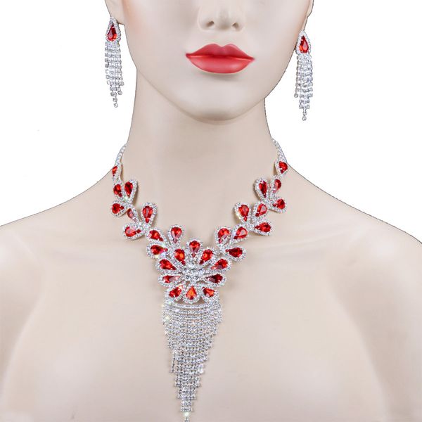 earrings & necklace chran silver plated red crystal long tassels sets for bride sparkling rhinestone wedding jewelry set
earrings & necklace chran silver plated red crystal long tassels sets for bride sparkling rhinestone wedding jewelry set