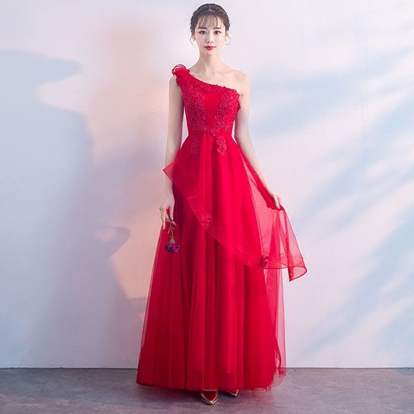 single shoulder lace appliques chinese style evening dress improved cheongsam full length gowns size xs-3xl, Red
single shoulder lace appliques chinese style evening dress improved cheongsam full length gowns size xs-3xl, Red