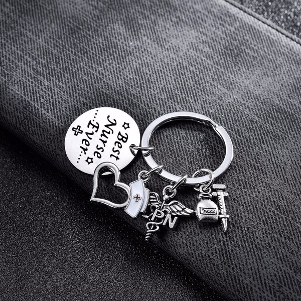 12pc/lot nurse ever keychain stainless steel doctor nurse cap heart lpn caduceus syringe charms keyring graduation gift new, Silver
12pc/lot nurse ever keychain stainless steel doctor nurse cap heart lpn caduceus syringe charms keyring graduation gift new, Silver