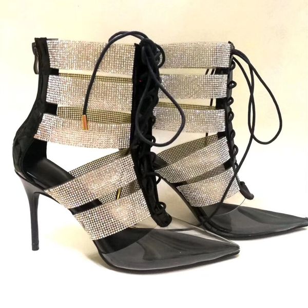 fashion women sandals clear transparent crystal strappy point toe high heels shoes sandals 10cm brand new, Black
fashion women sandals clear transparent crystal strappy point toe high heels shoes sandals 10cm brand new, Black