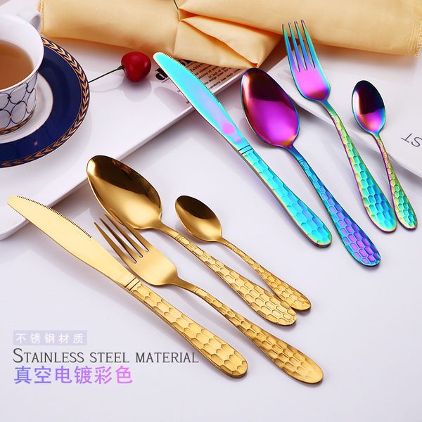 4pcs set, colorful stainless steel l tableware, water drop design, knives tableware steak, dinner salad spoon and fork, gold
4pcs set, colorful stainless steel l tableware, water drop design, knives tableware steak, dinner salad spoon and fork, gold