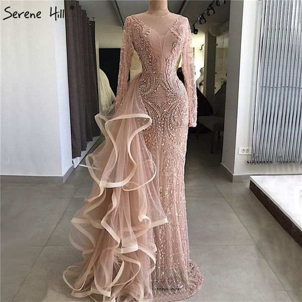 latest design peach long sleeves evening dresses 2019 diamond beading luxury mermaid evening gowns real p la6645, White;black 
latest design peach long sleeves evening dresses 2019 diamond beading luxury mermaid evening gowns real p la6645, White;black