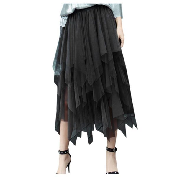 long skirt women irregular mesh tutu skirt jupe femme spring fashion elastic high waist midi faldas cortas de mujer, Black
long skirt women irregular mesh tutu skirt jupe femme spring fashion elastic high waist midi faldas cortas de mujer, Black