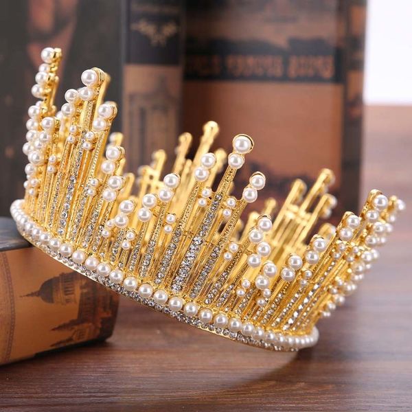 women luxury wedding hair accessories rhinestone crystal pearl full circle bride queen crown tiara bridal diadem headdress jl, Golden;white
women luxury wedding hair accessories rhinestone crystal pearl full circle bride queen crown tiara bridal diadem headdress jl, Golden;white