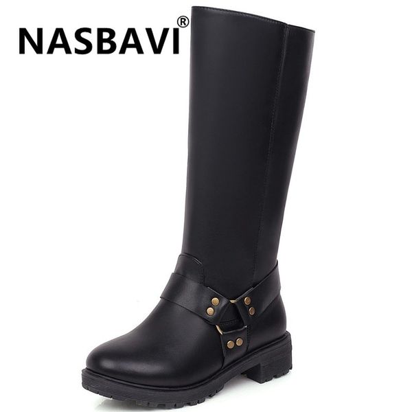 2019 new large size 34-43 women knee high boots metal rivet buckle women's motorcycle boots warm winter solid color, Black
2019 new large size 34-43 women knee high boots metal rivet buckle women's motorcycle boots warm winter solid color, Black