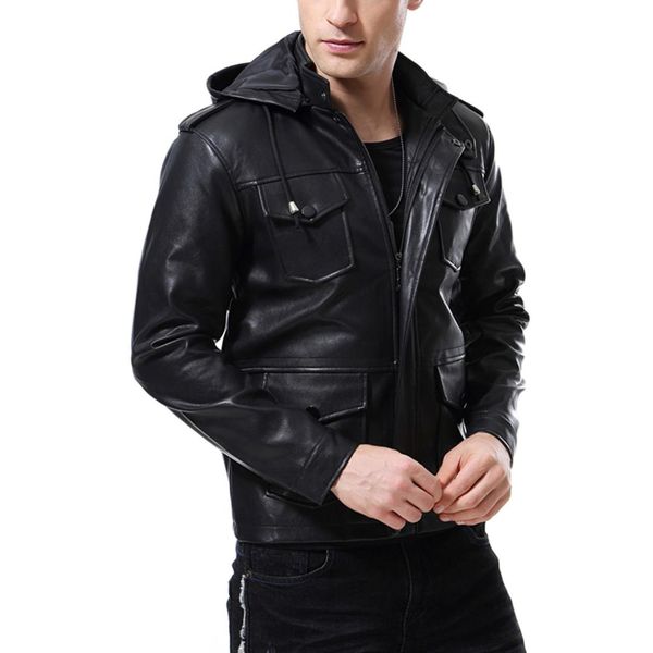 2019 autumn new style fashion men locomotive hooded men's leather jacket leather coat europe and america coat b005, Black
2019 autumn new style fashion men locomotive hooded men's leather jacket leather coat europe and america coat b005, Black