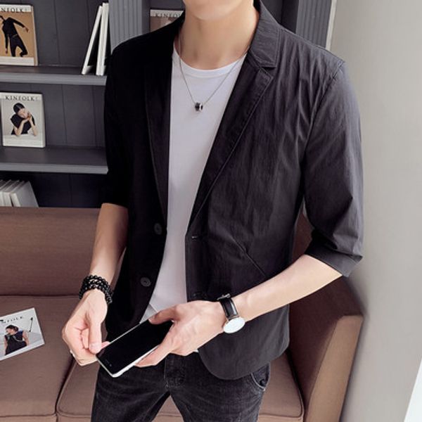 2020 new summer mid-sleeved suit thin casual trend 100% polyester short-sleeved small suit young student jacket, White;black
2020 new summer mid-sleeved suit thin casual trend 100% polyester short-sleeved small suit young student jacket, White;black